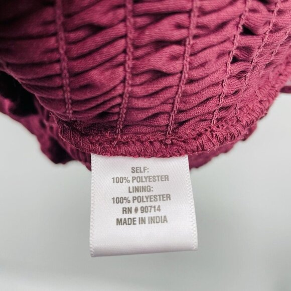 Sam & Jess Womens Size Small Elbow Length Smocked-Waist Top in Merlot $59 2593 - Picture 7 of 7